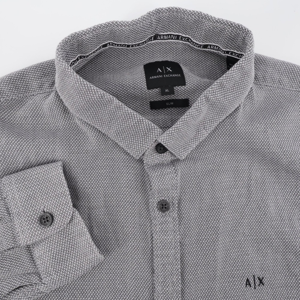Armani Exchange Slim Fit Button Down Shirt Grey Long Sleeve Mens XL